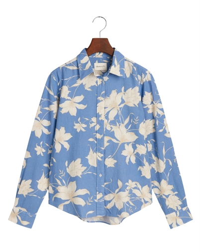 Gant - Regular Floral Print Linen Shirt - Perfect Blue